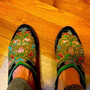 Morrocan Slides handpainted leather fits women size 8 shoe